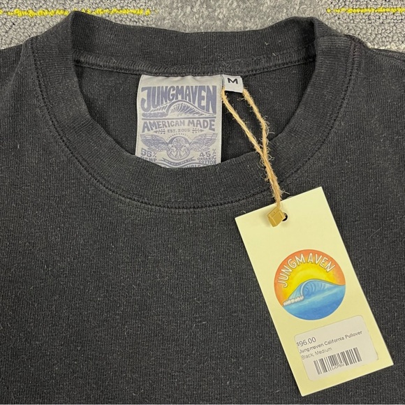 Jungmaven California Pullover Lightweight Sweatshirt Sz M Black Hemp Cotton NWT - Picture 4 of 10